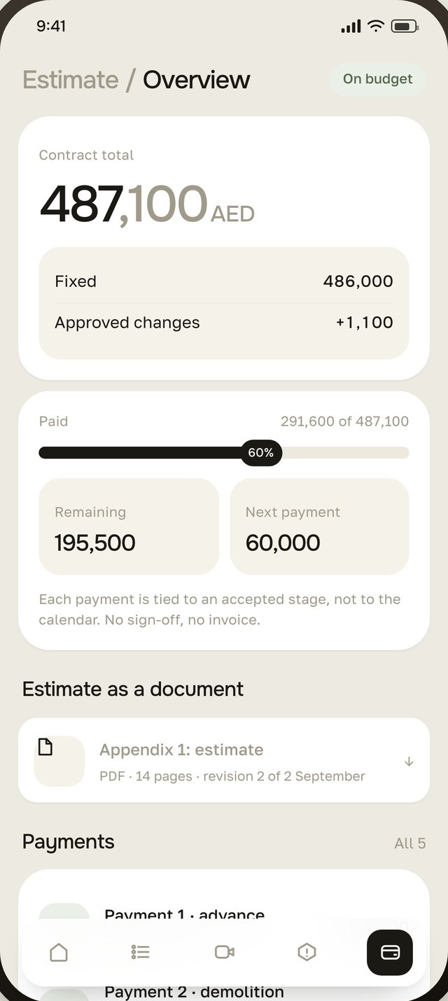 Estimate in the client portal